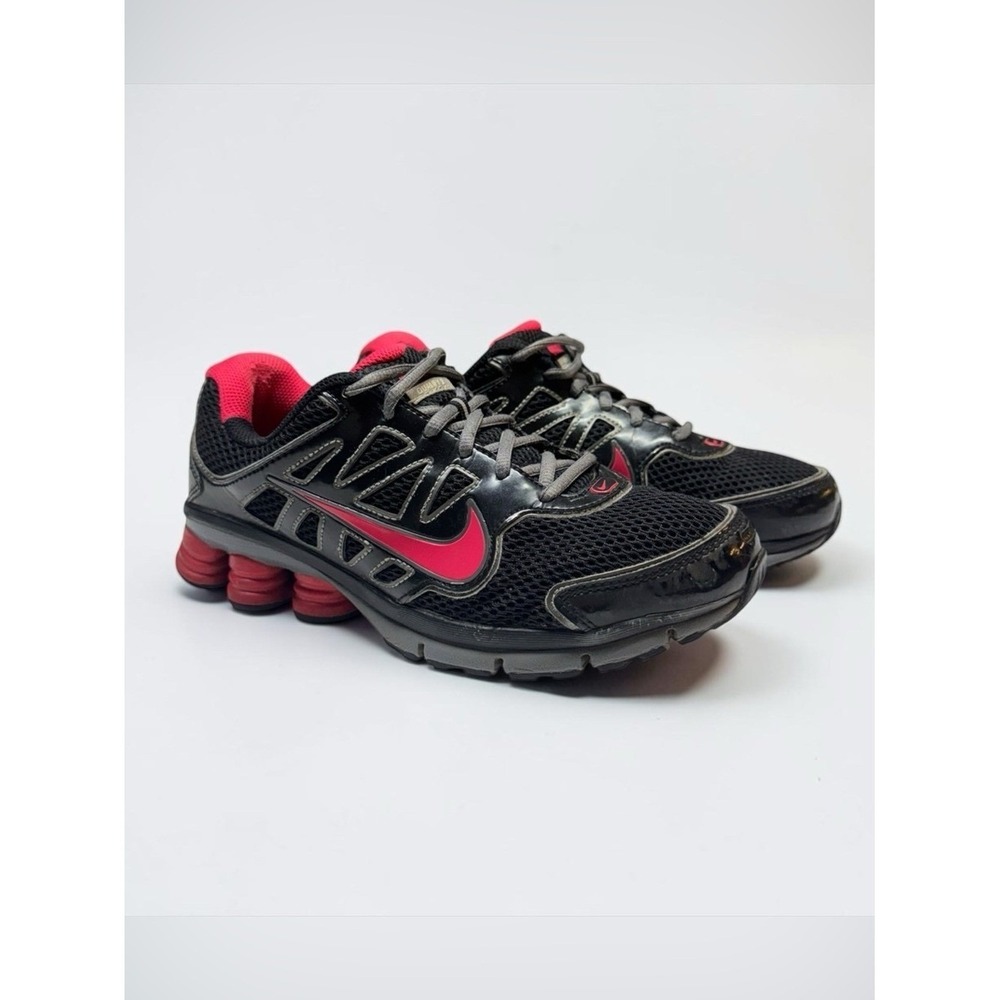 Y2K Nike Womens Qualify Plus II Shox Shoes Trainers Size 8 Red Black